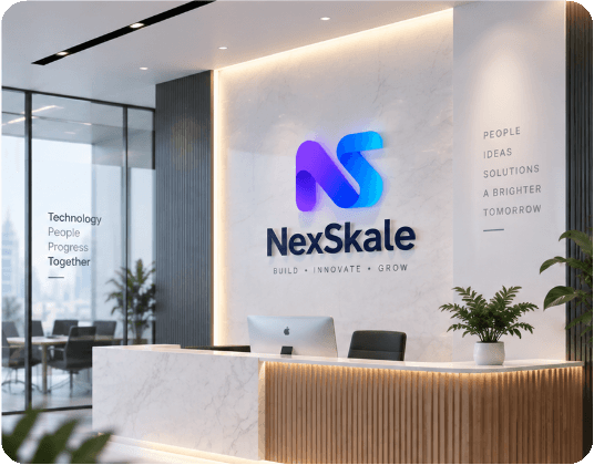 Reception concept featuring the NexSkale brand